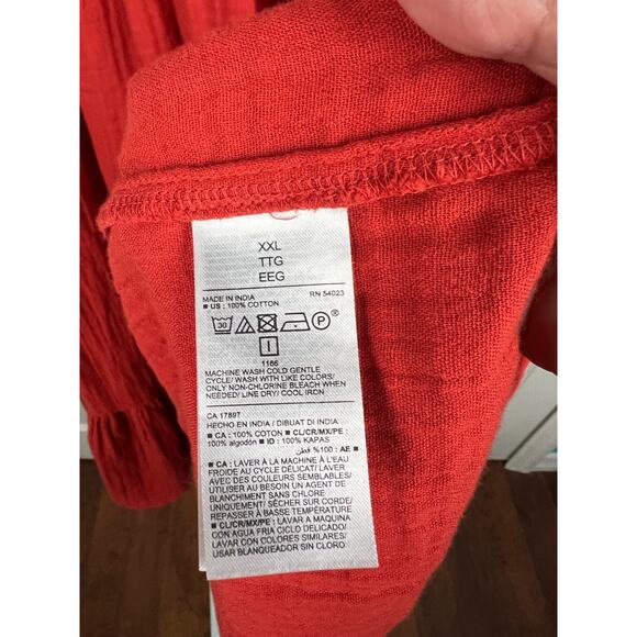 Old Navy Burnt Orange Maxi Dress Balloon Sleeve Gauzy Cotton Fall Boho XXL - Picture 3 of 6